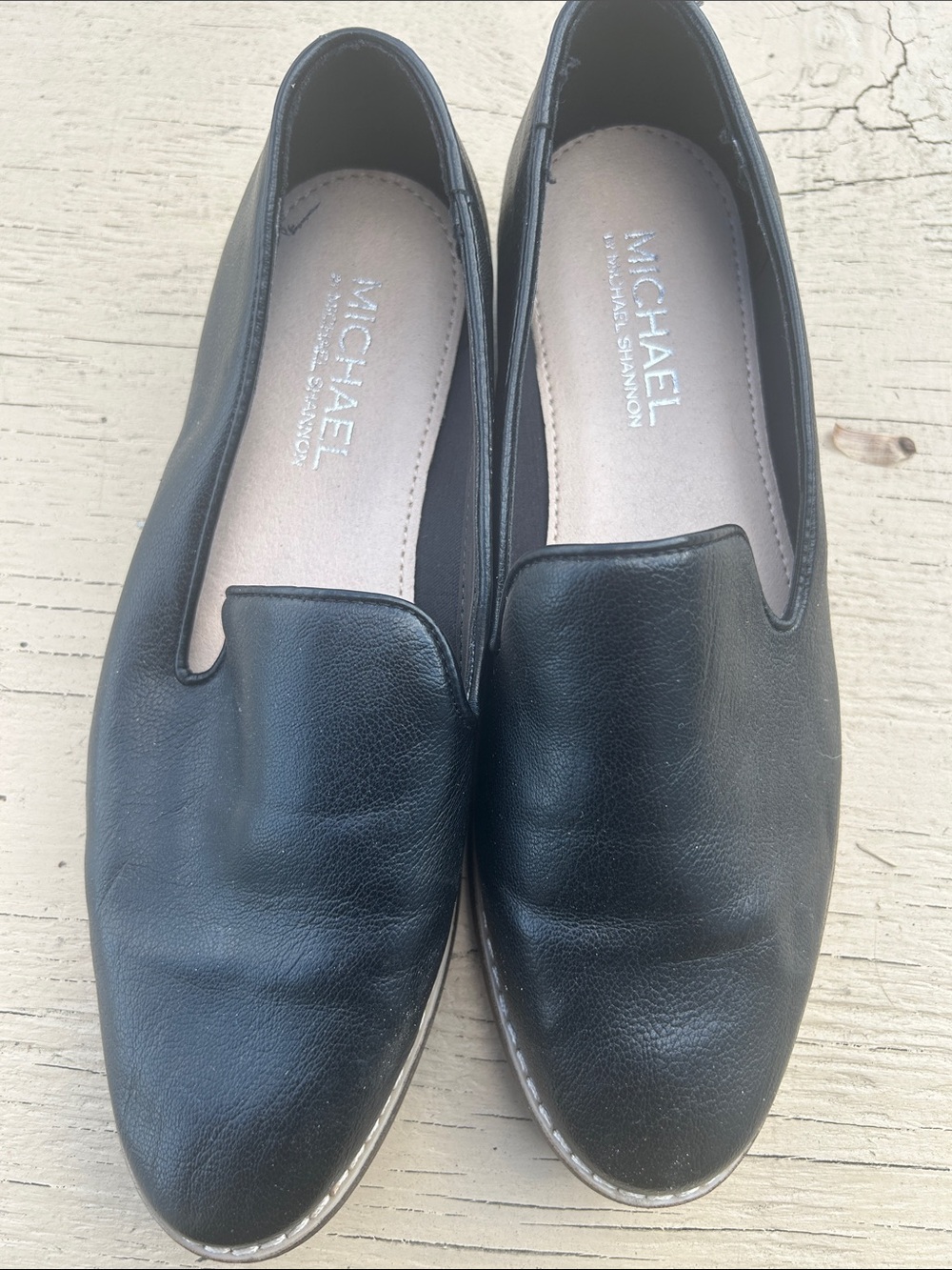 Michael Kors Black Leather Slip-On Loafers OLISHB